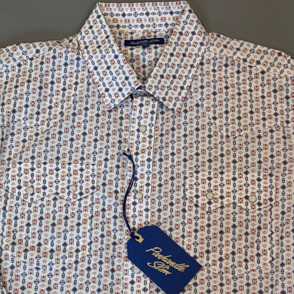 Panhandle Slim Men's Large Pearl Snap Shirt Cotton Southwest Western NWT